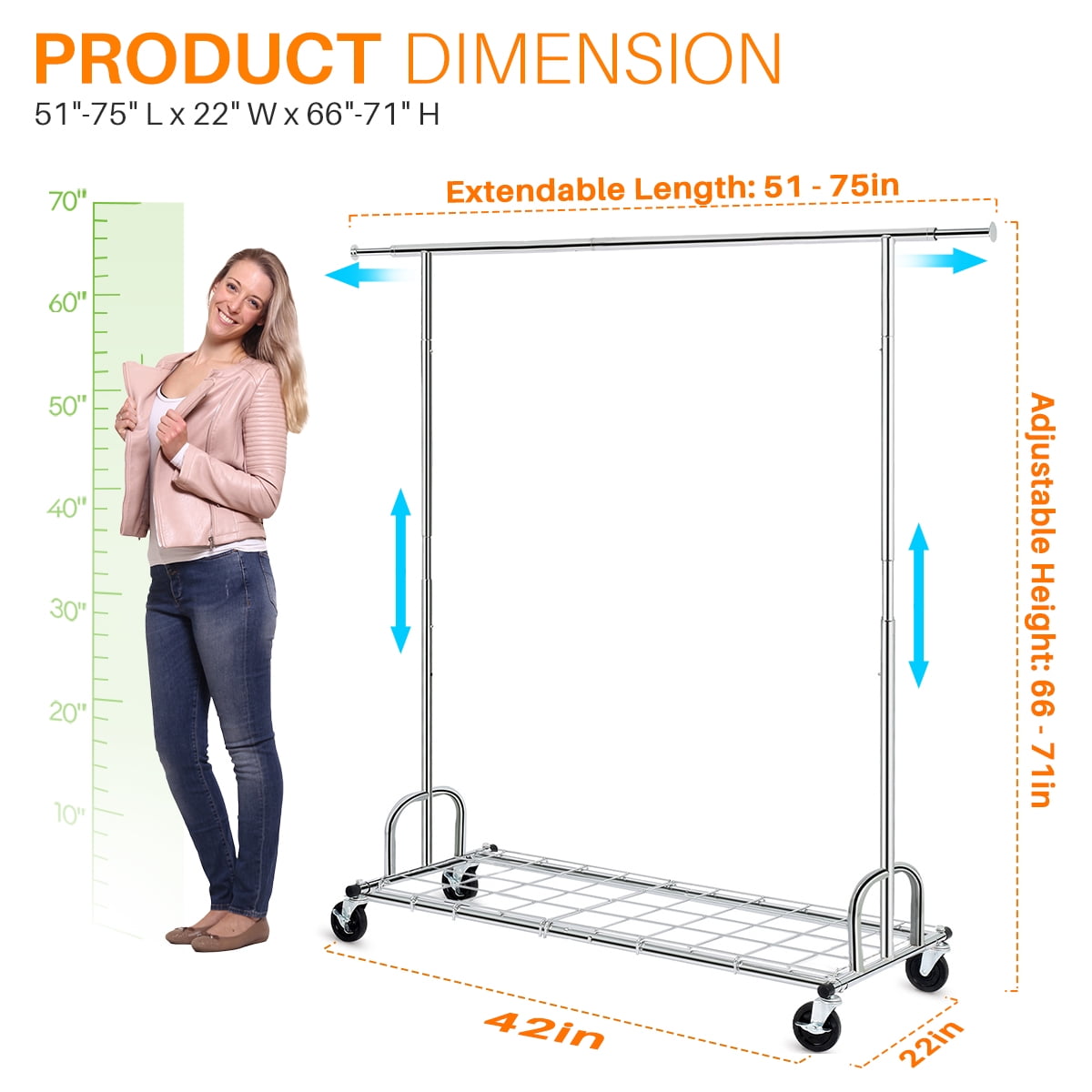 Buy HOKEEPER 450 lbs Heavy Duty Clothing Garment Rack with Shelves