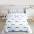 thumbnail image 2 of Feelyou Teens Kawaii Bow-tie Queen Comforter Set, Butterfly Knot Princess Bedding Sets, Love Heart White Blue Reversible Bedding Comforter Set, Lightweight Room Decor, 3-Piece, 2 of 8