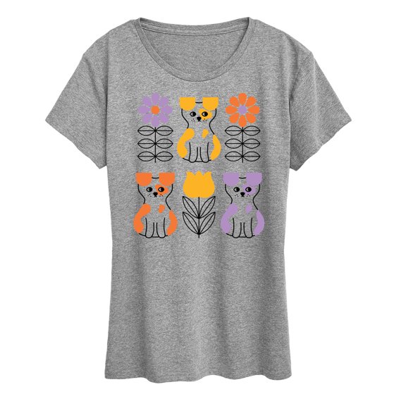 Instant Message - Retro Flower Dog  - Women's Short Sleeve Graphic T-Shirt