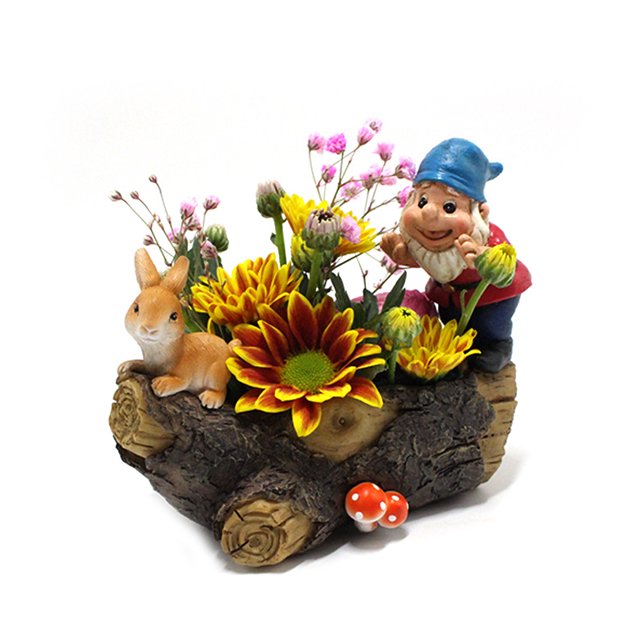 Columpio de flores en maceta de conejo enano JM micro paisaje jardín decoración de escritorio