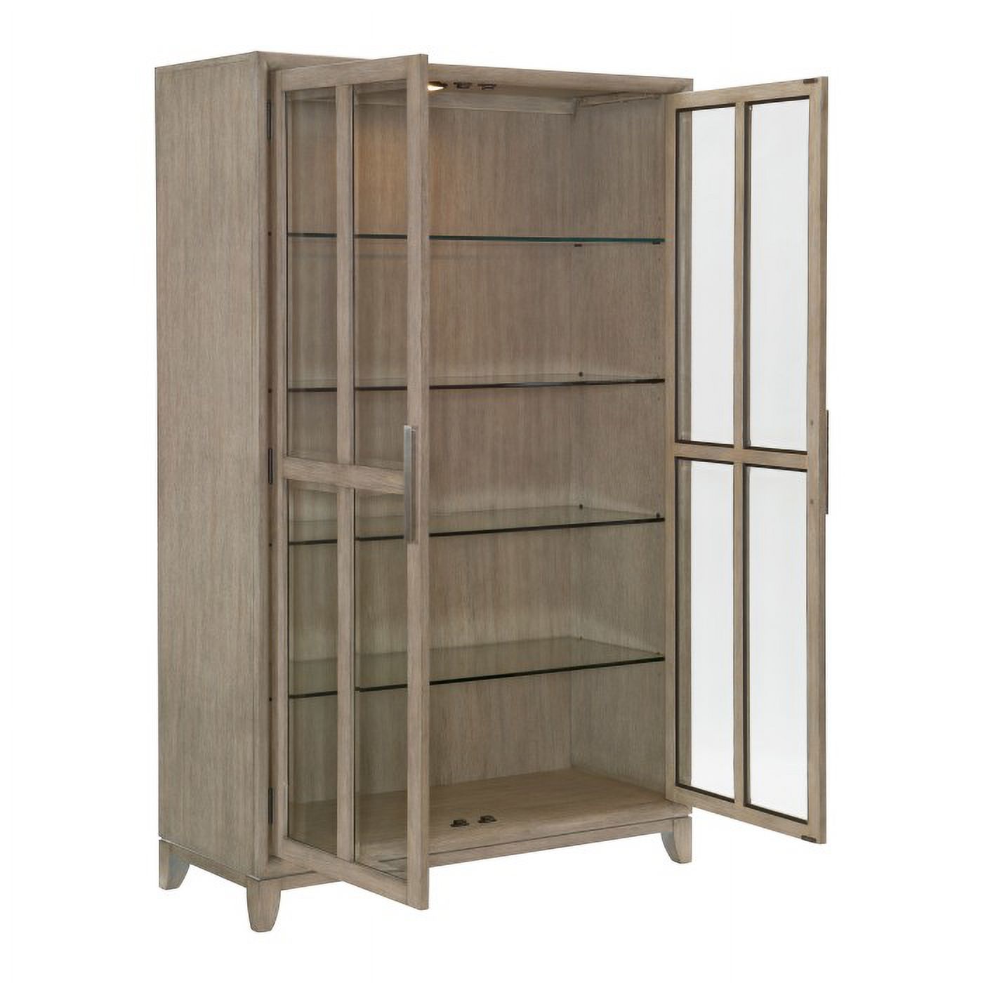 McKewen Collection Sophisticated Dining Storage with Gray Oak Finish and Nickel-Finished Metal Hardware