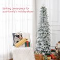 thumbnail image 4 of HOMCOM 6ft Flocked Pencil Christmas Tree with Auto Open, Steel Base, 4 of 10
