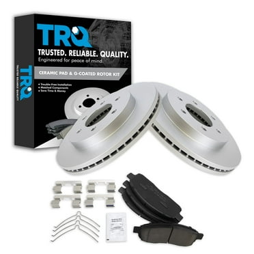 TRQ Front Brake Pad & Rotor Kit Brake Pads Brake Rotor Ceramic Premium G-Coated Fits Select 2004-2008 Ford F-150 2006-2008 Lincoln Mark LT