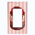 thumbnail image 5 of Metal Light Switch Plate Cover Raspberry Trilogy Cake Striped Wallpaper Pink CAK059, 5 of 13