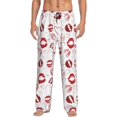 thumbnail image 1 of Kdxio Red Lips Pattern Men's Pajama Pants, Elastic Waist with Drawstring and Pockets, Comfortable Loungewear-Large, 1 of 6
