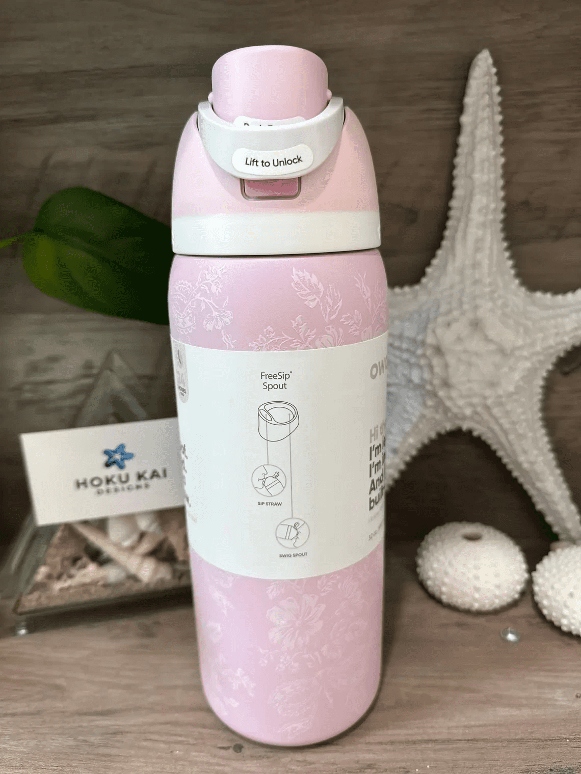 Owala FreeSip Stainless Steel Water Bottle, 32oz,Pink and white