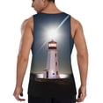 thumbnail image 3 of Fotbe Peggy's Cove Lighthouse Pattern Men's Quick Dry Workout Tank Top Gym Muscle Tee Fitness Bodybuilding Sleeveless T Shirt Breathable Workout Shirt-Medium, 3 of 9