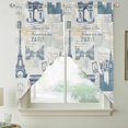 thumbnail image 2 of Eiffel Tower Swag Valances for Windows, Kitchen Curtains 36 Inch Length 2 Panels Set, European Architectural Retro Hand-Painted Short Curtains for Small Windows Rod Pocket Cafe Curtains 28"x36", 2 of 8
