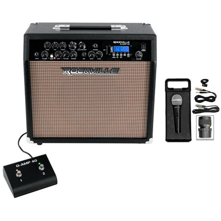 Rockville G-AMP 40 Guitar Amplifier Amp 10" Speaker/Bluetooth/USB/Footswitch+Mic