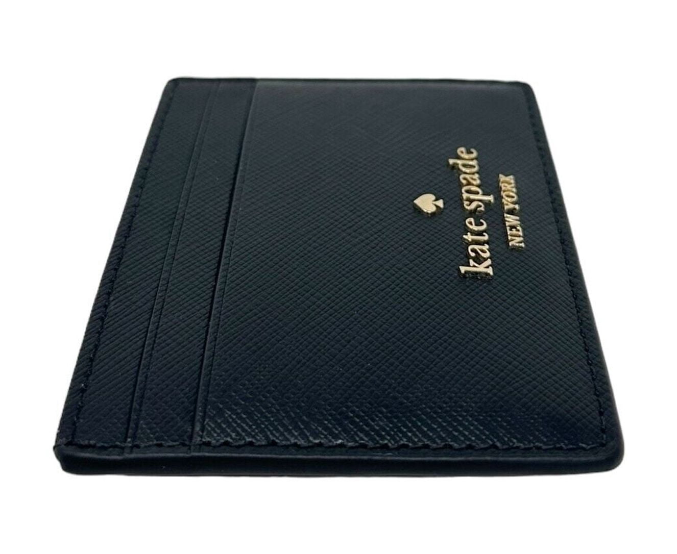 Kate Spade Madison Small Slim Card Holder Black Saffiano Leather Wallet KI368