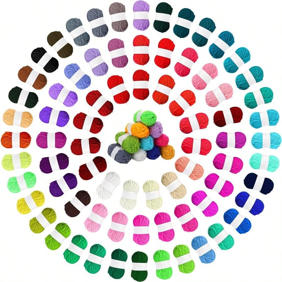 100 Rolls Acrylic Yarn for Knitting Bulk 4374 Yard Knitting Acrylic Yarn Mini Soft Crochet Skeins Multicolor for Handcraft and Crochet Projecting Adults Beginner Kit Multi Colors