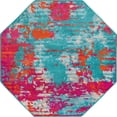 thumbnail image 2 of Rugs.com Azalea Collection Rug – 5 Ft Octagon Turquoise Medium Rug Perfect For Living Rooms, Kitchens, Entryways, 2 of 8