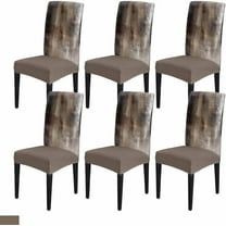 Abstract Modern Dining Chair Cover Set of 8,Neutral Textured Minimalist Brown Grunge Stretch Chair Protectors Slipcover,Spandex Kitchen Chair Seat Back Cushion Slip Cover for Dining Room,Party,Hotel