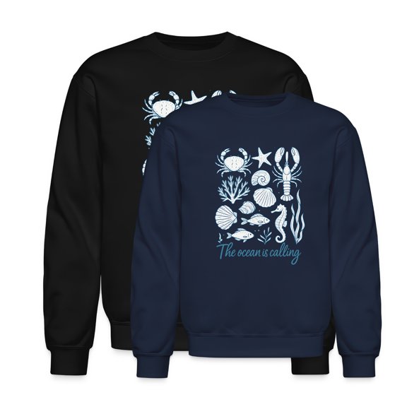 EcoLoom The Ocean Is Calling Beach Long Sleeve Unisex Midweight Crewneck Sweatshirt