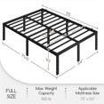thumbnail image 3 of Yaheetech 16 Inch Metal Platform Bed Frame with Steel Slat Support, Full, Black, 3 of 7