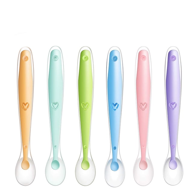 Cucharas blandas de silicona para bebés | Entrenamiento de alimentación para niños, niños pequeños, niños y bebés| Paquete de 6 sin BPA | Gran set de regalo | Primera etapa apta para las encías