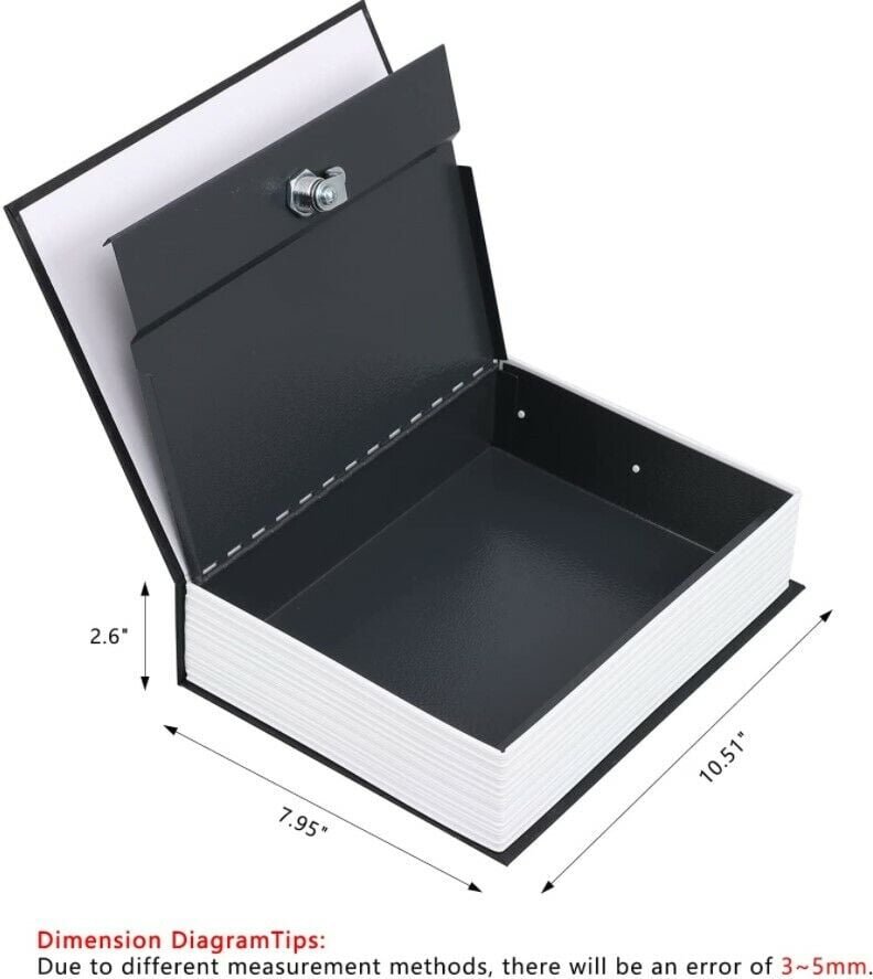 Safe Lock Box Book Vault Metal Fire Proof Secret Money Hidden Gun Cash