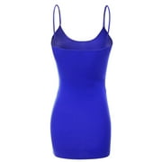 Essential Basic Womens Basic Casual Long Camisole Cami Top Regular Sizes - Blue, L