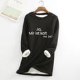 thumbnail image 2 of Oalirro Women's Round Neck Thick Plush Warm Long Sleeve Tops - Ja, Mir Ist Kalt, 2 of 7