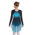 thumbnail image 2 of Doomiva Kids Girls Gradient Figure Skating Dress Shiny Rhinestone Mesh Long Sleeve Dance Competitions Training Outfit Blue Green 12, 2 of 7