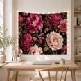 thumbnail image 5 of Dense Peonies and Chrysanthemums on Black Background, Moody Vintage for Flower Lovers, Botanical Art Decor, Mother's Day Gift, Tapestry Wall Hanging for Bedroom and Living Room, 5 of 7