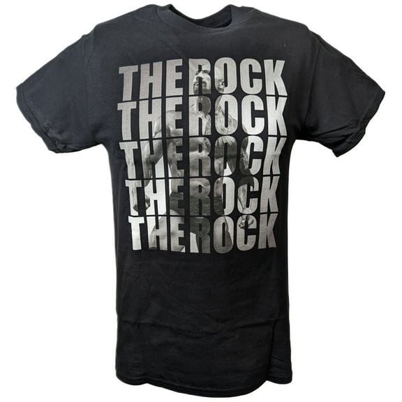 The Rock Repeat WWE Mens Black T-shirt Lfrrockrepeat-L