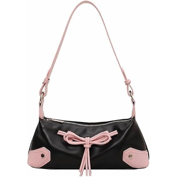 Small Shoulder Bag Y2k Purse For Women Coquette Bow Tie Clutch Bags Pu Leather Hobo Handbag Chic Y2k Underarm Bag