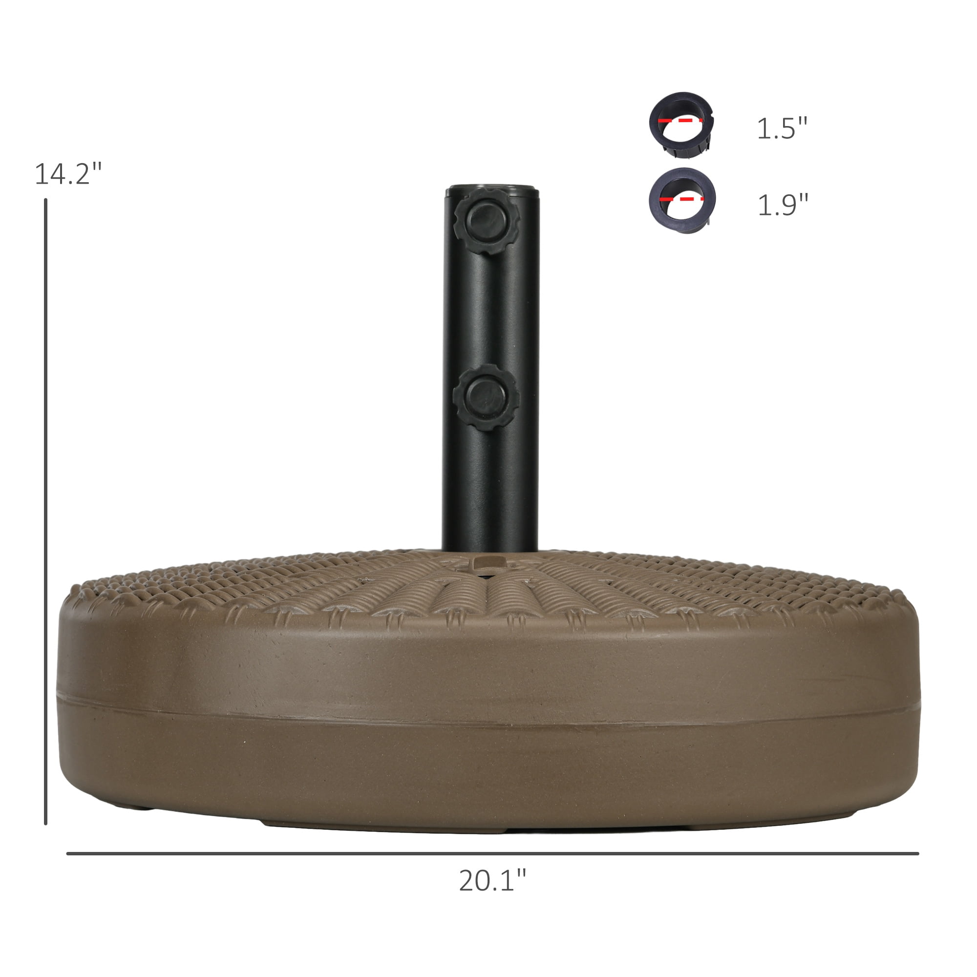 Umbrella Stand for 1.5" or 2" Umbrella Poles, Round Fillable Umbrella Base for Outdoor, Lawn, Deck, Brown