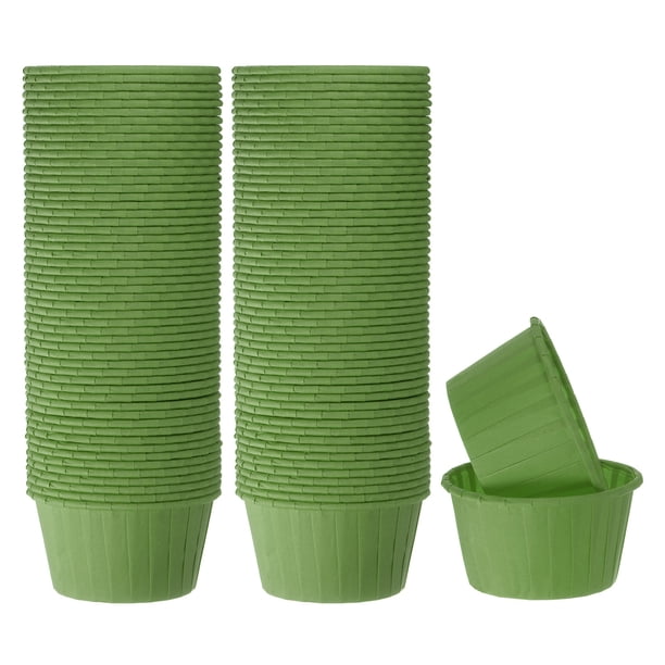 100pcs 3.5oz Moldes para Magdalenas de Papel de Tamaño Estándar Envoltorios Antiadherentes Desechables para Tartas Bodas Cumpleaños Navidad Postres Verde