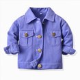 thumbnail image 2 of KPOPLK Kids Boy Utility Jacket Fall Long Sleeve Solid Color Shirt Button Down Soft Coat for Teen Boys Back to School Clothing Size 6-12 Months,Purple, 2 of 5
