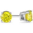 thumbnail image 2 of 10k White Gold Plated 4 Carat Round Created Yellow Sapphire Stud Earrings, 2 of 4