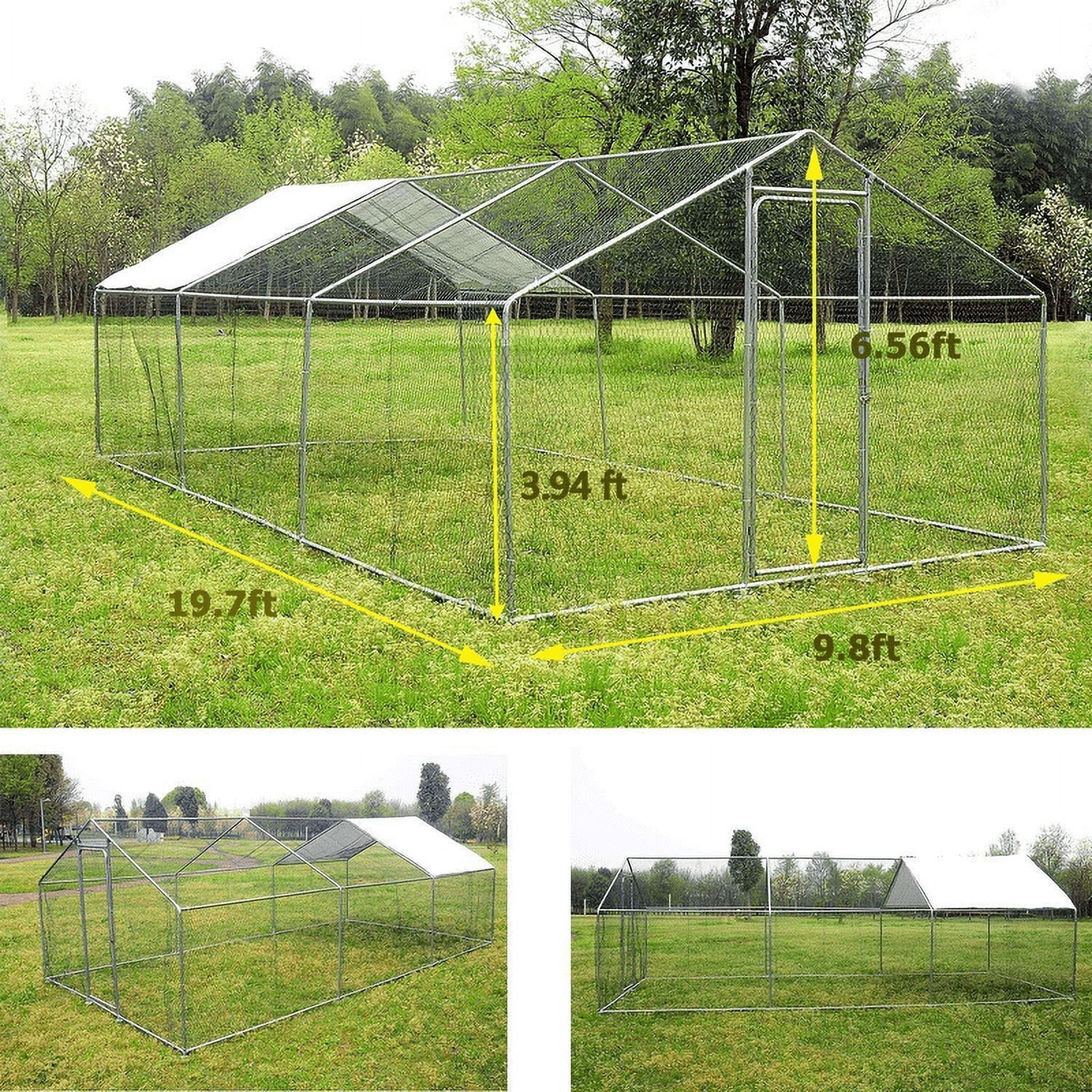 Walnest 10x20x6.6 FT Large Metal Chicken Coop, Walk-in Poultry Cage Chicken Runs House, Chicken Coop Run for Chickens, Chicken Runs for Yard with Waterproof & Anti-UV Cover, Chicken Cage for Farm