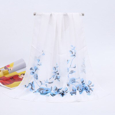 Bufandas de seda de gasa para mujer, chal cuadrado de poliéster con estampado de flores, Hijabs y chales de verano, Moda de Primavera, novedad qiuyongming unisex