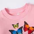 thumbnail image 3 of Toddler Crewneck Sweatshirt Girls Casual Fall&Winter Long Sleeve Tops Shirts Pink Butterfly Ruffle Pullover Size 7(Butterfly-8123), 3 of 5