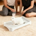 thumbnail image 5 of Rabbit Litter Box with Grate, Bunny Potty Trainer Tray for Small Animals, Durable Plastic Litter Pan for Adult Rabbits, Pigs, Hamsters, Guinea Pigs with Easy-Clean Grate for Cage & Habitat, 5 of 5