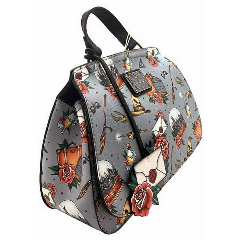 Women's Loungefly x Harry Potter Crossbody Travel Bag Nylon Tattoo All Over Print Crossbody Bag by Harry Potter in Multi