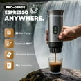thumbnail image 2 of Portable 3-in-1 Espresso Coffee Maker, Self-Heating & Rechargeable with Smart Display — Works with Ground Coffee, Small & Large Capsules; Travel & Camping Mini Machine, 20-Bar Extraction, 80 ml Cup, 2 of 6