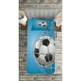 thumbnail image 3 of Ambesonne Soccer Quilted Bedspread Set 2 Pcs, Goal Ball in the Net, Twin Size, Blue Pale Grey Black, 3 of 3