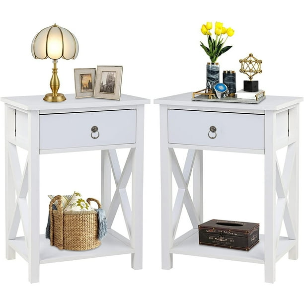 UBesGoo Set of 2 Night Stands for Bedroom Rustic Nightstand Bedside End