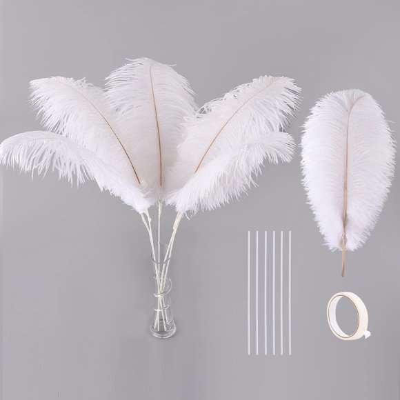 Kit de plumas de avestruz Ballinger 10 piezas, 71 cm, grandes, blancas