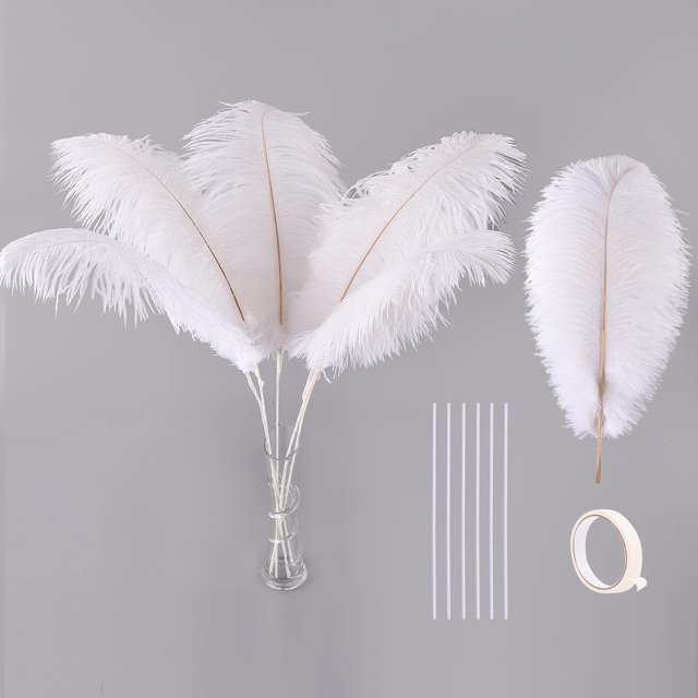 Kit de plumas de avestruz Ballinger 10 piezas, 71 cm, grandes, blancas