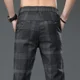 thumbnail image 4 of Pantalones de traje de pierna ancha para hombre, pantalones de verano a cuadros negros para hombre, ropa formal coreana, reseñas, muchos estilos, antiarrugas, 4 of 4