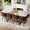 Brown,White,Wood + Seats 8 + MDF,Suede, variant on 9-Piece Square Dining Table Set, Fixed White Faux Marble and Wood Grain Triamine Tabletop with 8 Black Faux Leather Chairs, Modern Kitchen Table Set for 8 People, Ideal for Family Gatherings