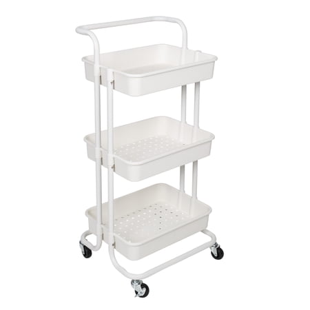 HONEY-CAN-DO 3-TIER ROLLING CRAFT CART WITH HANDLE, WHITE