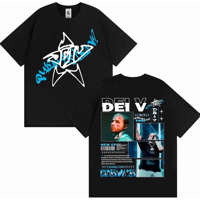 Quien Es Dei V? Underwater 2025 Tour Inspired Retro Graphic T-Shirt - Unisex Soft Breathable Cotton Oversized High Street Streetwear Summer,black,S