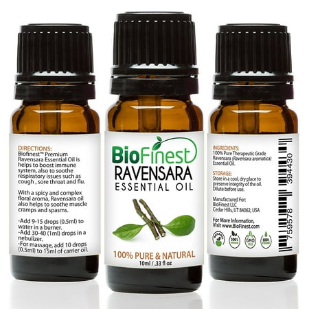 Biofinest Ravensara Essential Oil - 100% Pure Organic Therapeutic Grade - Best for Aromatherapy, Relaxing, Ease Fatigue Migraine Asthma Cold Toothache Headache Joint Pain - FREE E-Book (Best Food For Nerve Pain)