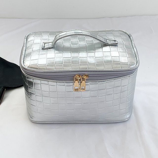 Bolso de belleza para mujer, Bolso de ducha a la moda, Bolso organizador informal de cuero PU