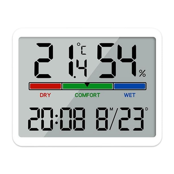 Monstrate Termómetro digital LCD portátil higrómetro amplio pantalla LCD grande de alta precisión tamaño portátil Decoración del hogar blanco 8280