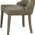 thumbnail image 3 of Set of 2 Leather & Champagne Finish Side Chair, Mid Century Kitchen Chairs, Upholstered Accent Chairs, Wooden Desk Chairs for Kitchen Dining Room (Champagne), 3 of 6