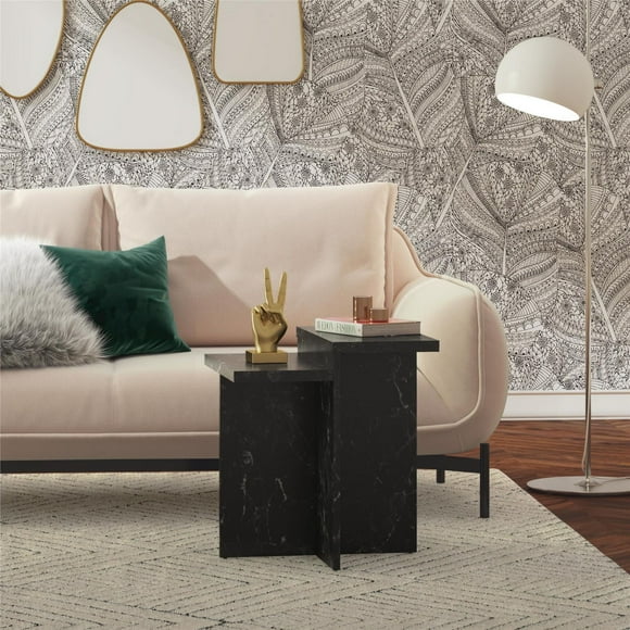 CosmoLiving by Cosmopolitan Brielle Accent Table, White Faux Marble